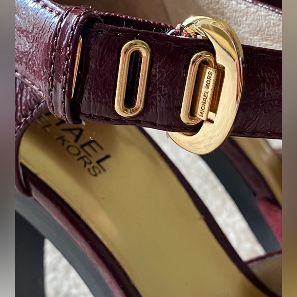 Michael Kors Burgundy Deep Red Patent Leather & Suede Maryjane Heels - Picture 5 of 9